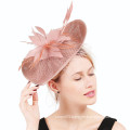 High Quality Fancy Design Gold Sinamay Fabric Women Feather Fascinator For Party